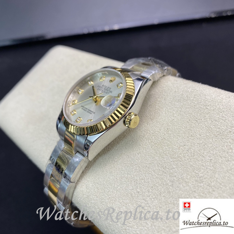 Swiss Rolex Datejust Replica 178384 Stainless steel strap 31MM Silver Dial - WatchesReplica.is