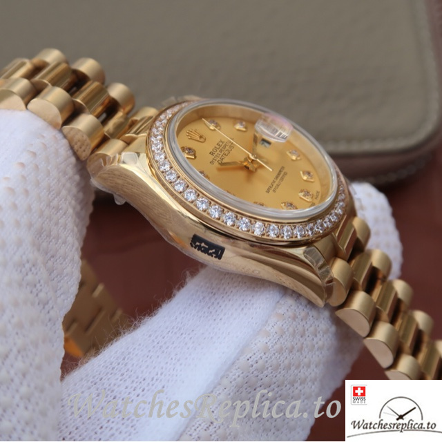 Swiss Rolex Datejust Replica 279138RBR Yellow Gold strap 28MM - WatchesReplica.is
