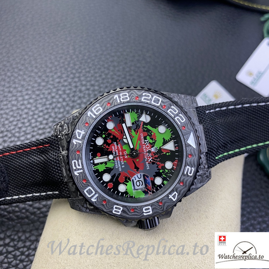 Swiss Rolex GMT Master Electro Carbon Carbon fiber strap 40MM - WatchesReplica.is