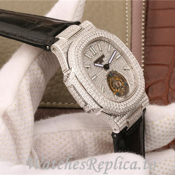 Patek Philippe Replica Nautilus Leather strap 40MM - WatchesReplica.is
