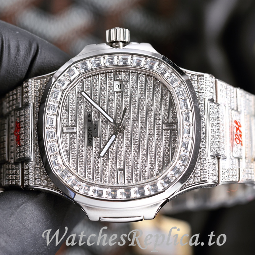 Patek Philippe Replica Nautilus 5711 Diamonds paved strap 40MM - WatchesReplica.is