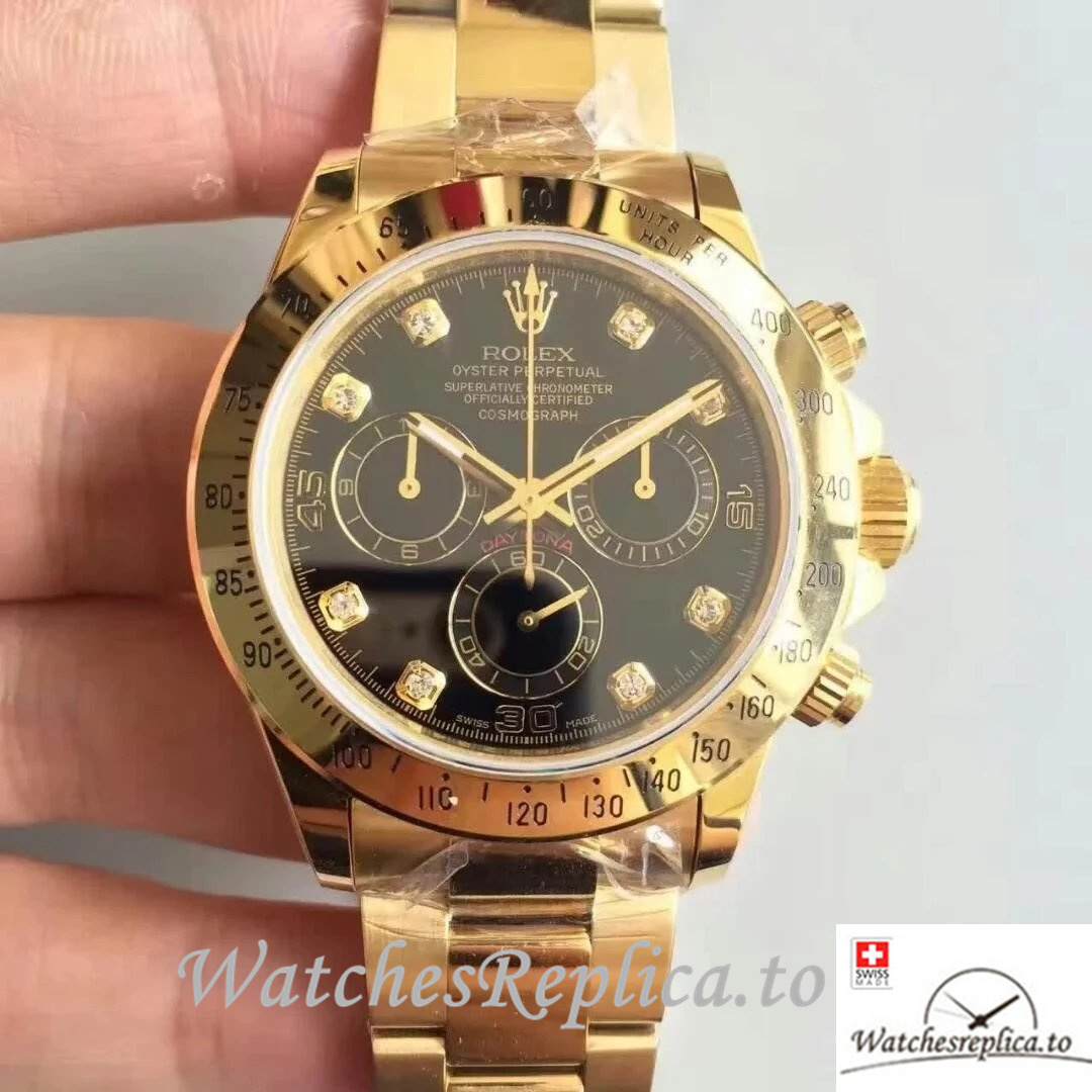 Swiss Rolex Daytona Replica 116508 Yellow Gold strap 40MM - WatchesReplica.is