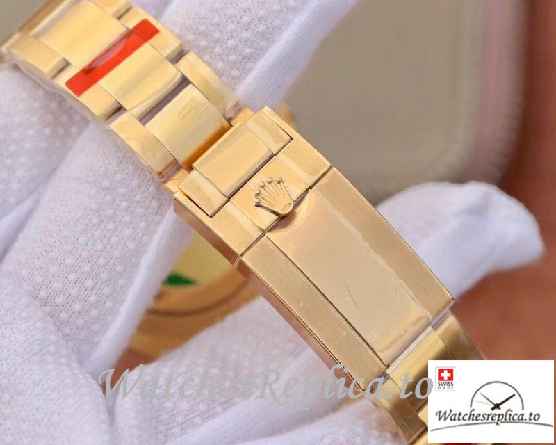 Swiss Rolex GMT Master II Replica 116718 Gold Strap 40MM - WatchesReplica.is