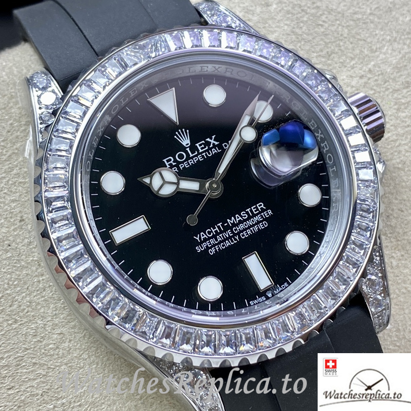 Swiss Rolex Yacht Master Replica 226679TBR Rubber strap 42MM Black Dial - WatchesReplica.is