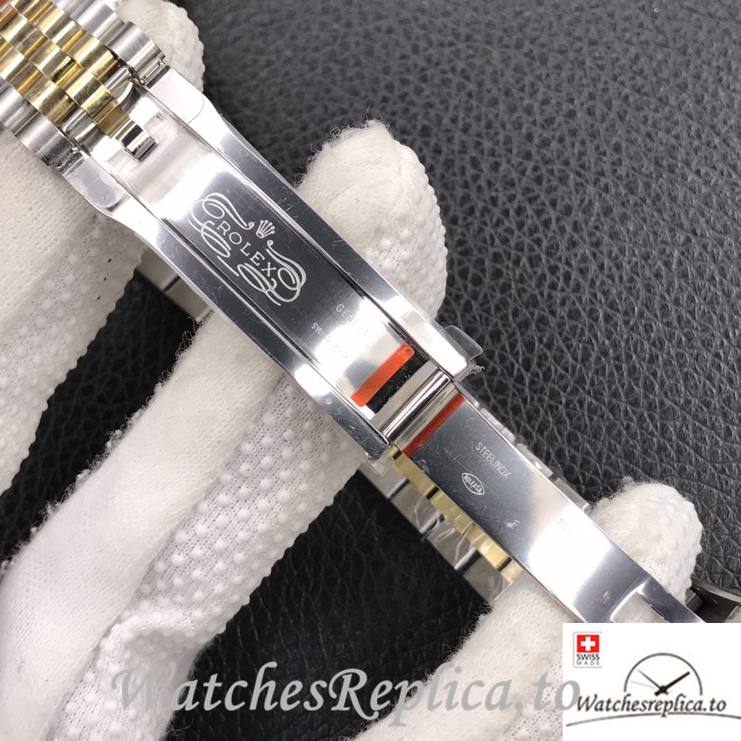 Swiss Rolex Datejust Replica Stainless steel strap 36MM Yellow Gold Green Dial - WatchesReplica.is