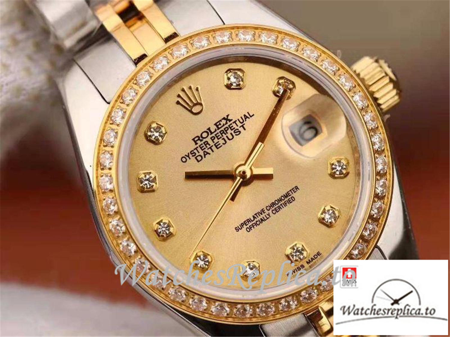 Swiss Rolex Datejust Replica 199865 Yellow Gold Dial 28MM - WatchesReplica.is