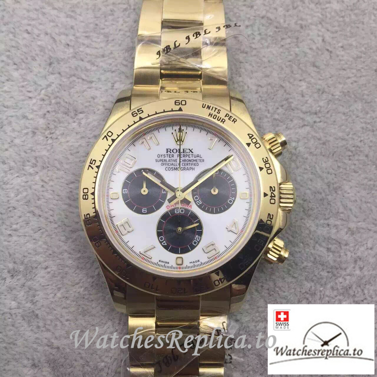 Swiss Rolex Daytona Replica 116528-8 Yellow Gold strap 40MM - WatchesReplica.is