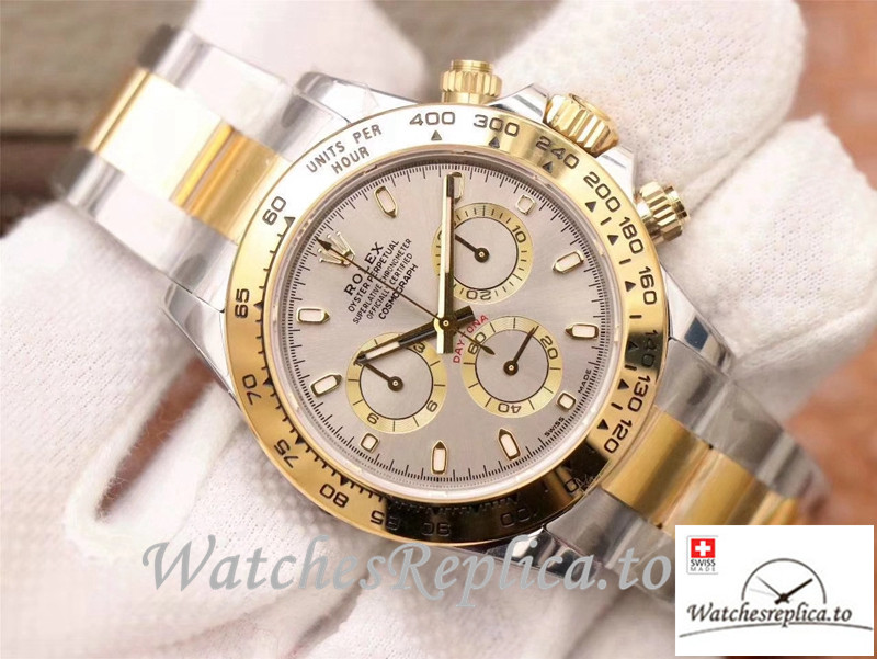 Swiss Rolex Daytona Cosmograph Replica M116503-0002 Gray And Gold Strap 40MM - WatchesReplica.is