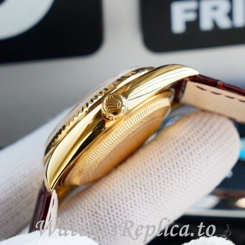 Swiss Rolex Day Date Replica 118139 Leather strap 36MM - WatchesReplica.is