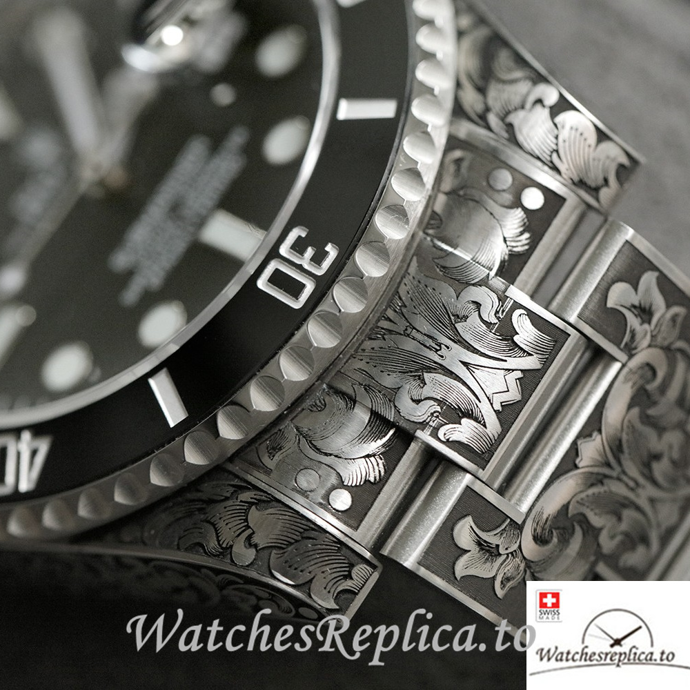 Swiss Rolex Submariner Replica Stainless steel strap 40MM Black Case - WatchesReplica.is