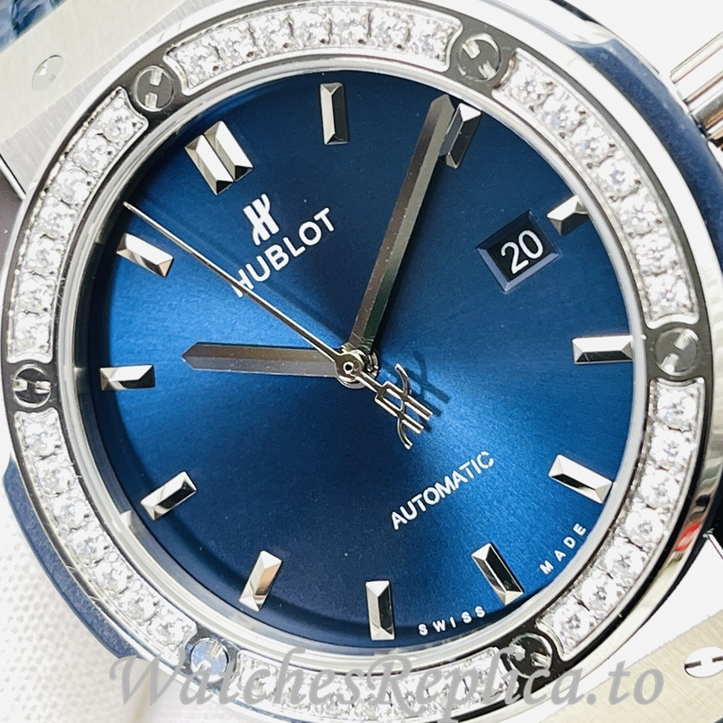 Hublot Replica Big Bang Sang Bleu Leather strap 42MM - WatchesReplica.is