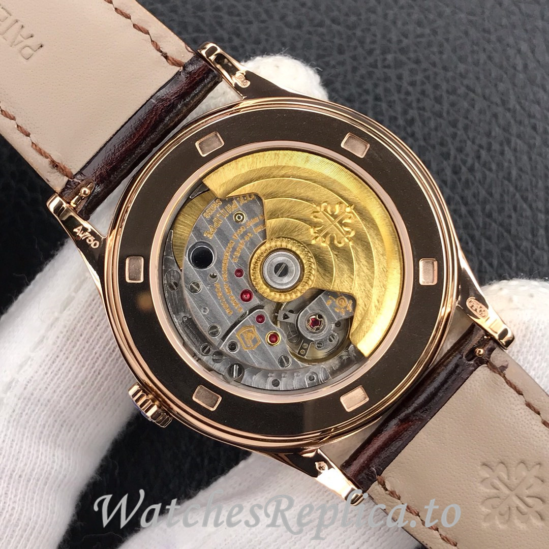 Patek Philippe Replica Calatrava 5296G Leather strap 38MM - WatchesReplica.is