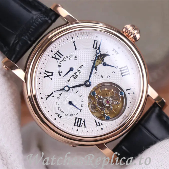 Patek Philippe Replica Complications Leather strap 42MM - WatchesReplica.is