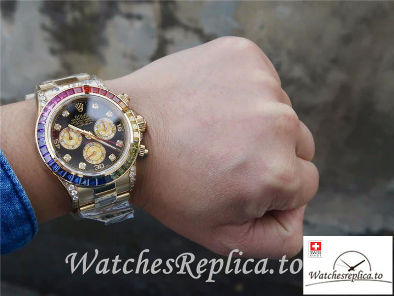 Swiss Rolex Daytona Cosmograph Replica 116598RBOW Gold Strap 40MM - WatchesReplica.is