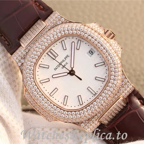 Patek Philippe Replica Nautilus 5719 Leather strap 40MM - WatchesReplica.is