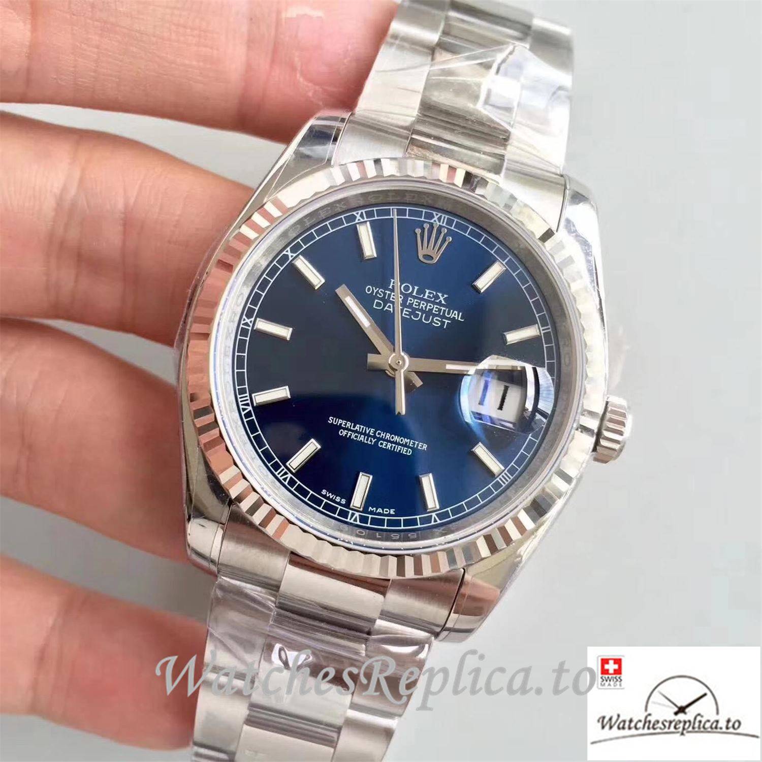 Swiss Rolex Datejust Replica 116234 001 Blue Dial 36MM - WatchesReplica.is