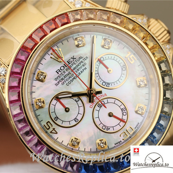 Swiss Rolex Daytona Replica 116598RBOW Yellow Gold strap 40MM - WatchesReplica.is