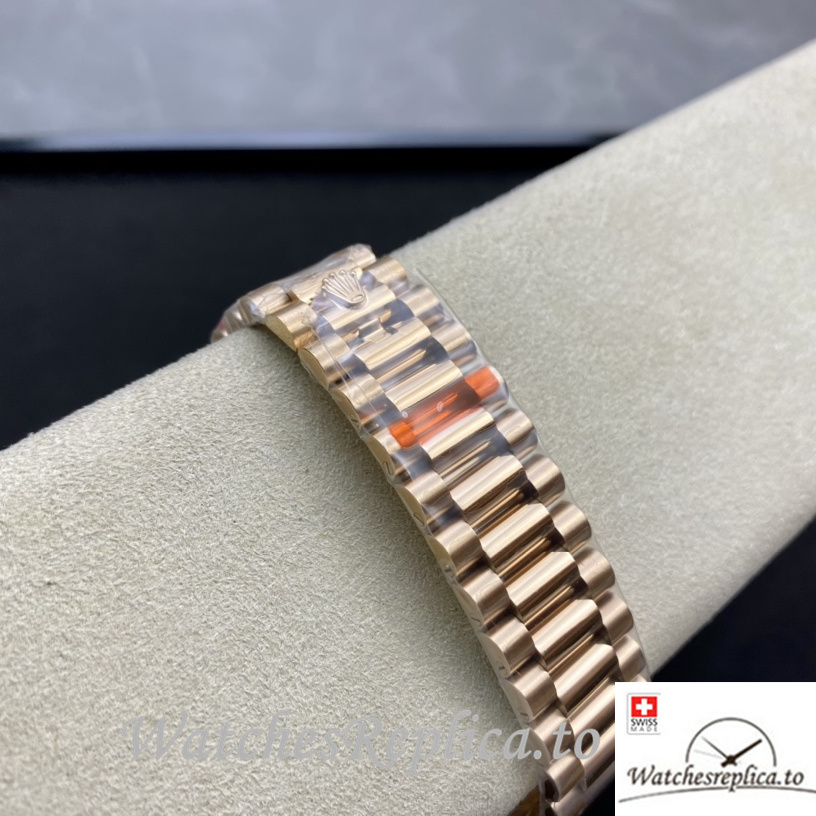 Swiss Rolex Day Date Replica 228235 Rose Gold strap 40MM - WatchesReplica.is