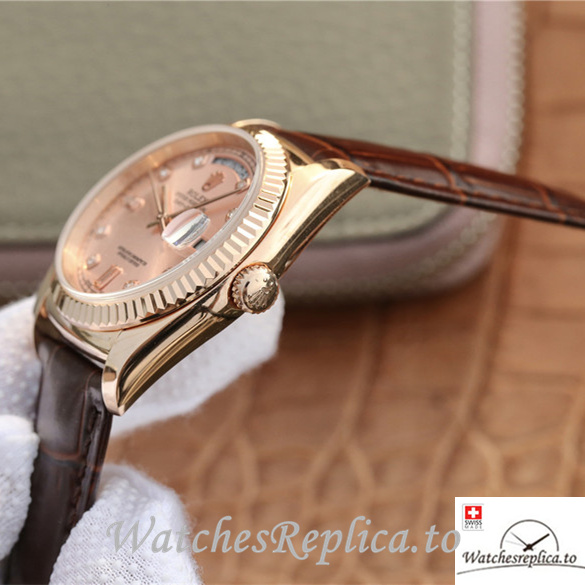 Swiss Rolex Day-Date Replica 118135 Leather strap 36MM - WatchesReplica.is