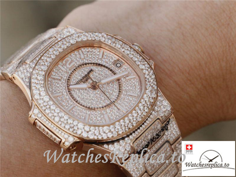 Swiss Patek Philippe Nautilus Jumbo Replica 7021/1R-001 Diamonds Strap 40MM - WatchesReplica.is