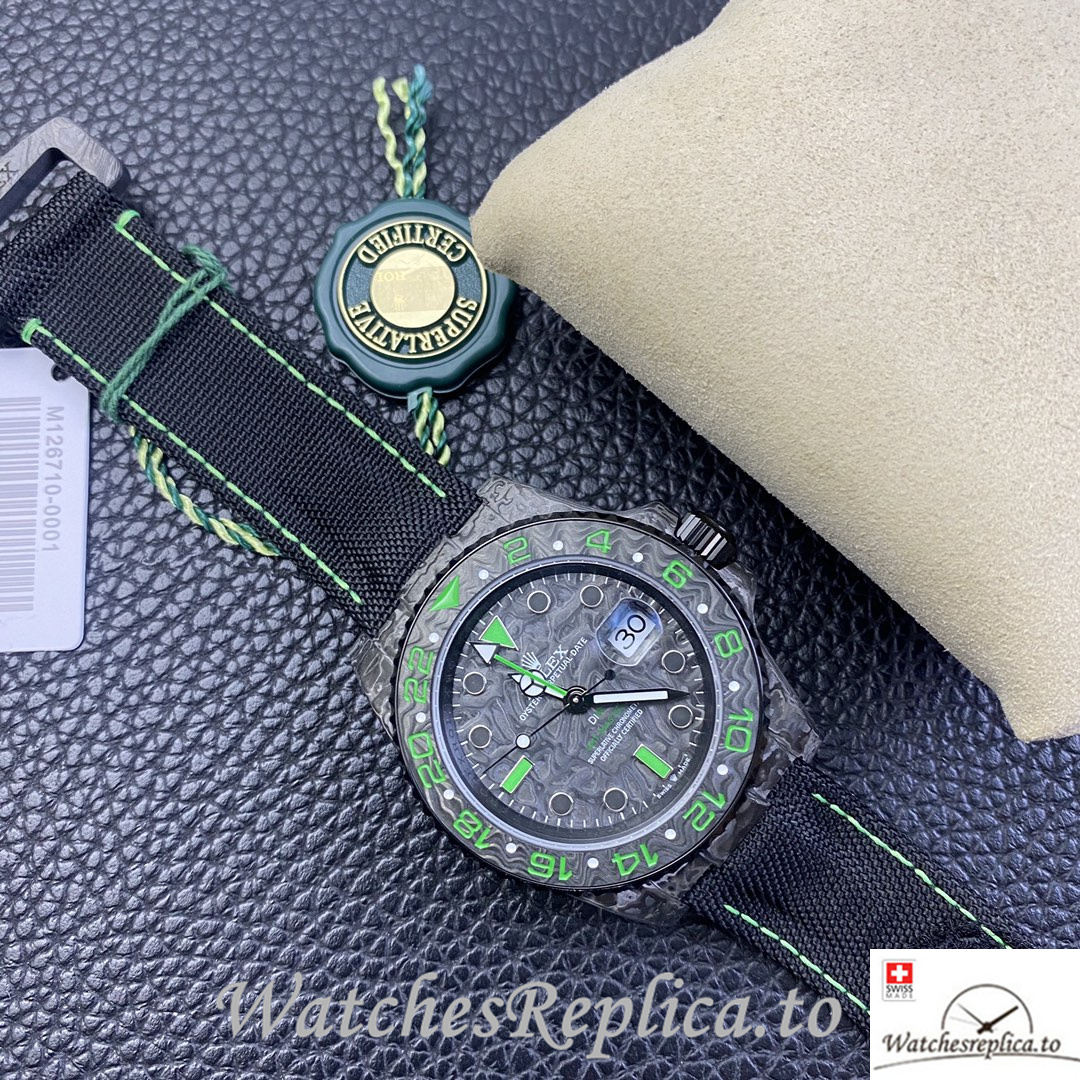 Swiss Rolex GMT Master Electro Carbon Carbon fiber strap 40MM - WatchesReplica.is
