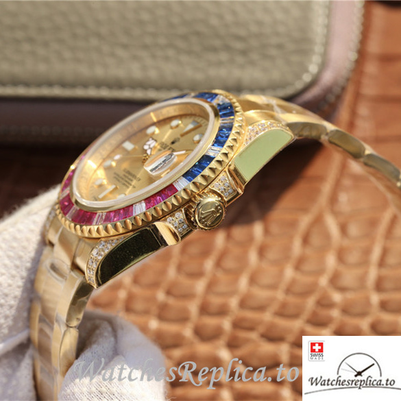 Swiss Rolex Submariner Replica 116618LN-97208 Yellow Gold strap 40MM - WatchesReplica.is