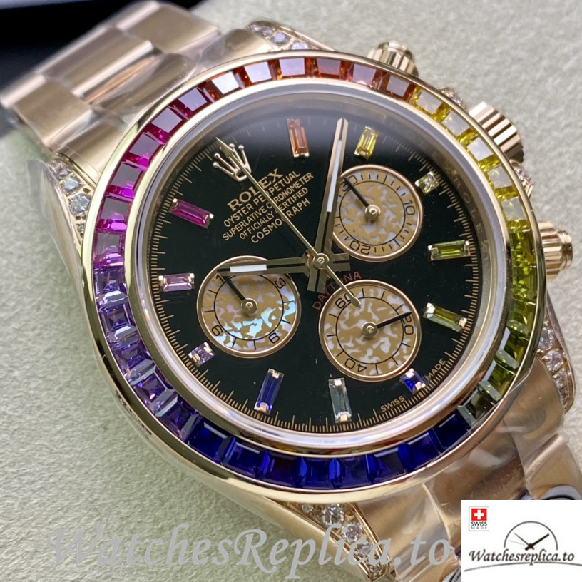 Swiss Rolex Daytona 116598RBOW Replica Rose Gold strap 40MM - WatchesReplica.is