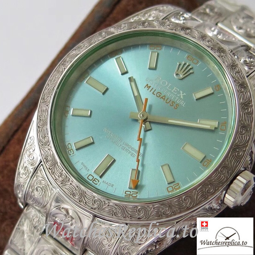 Swiss Rolex Milgauss Replica Stainless steel strap 40MM - WatchesReplica.is