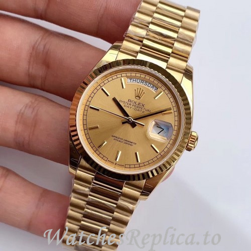 Swiss Rolex Day Date Replica 128238 Yellow Gold strap 36MM - WatchesReplica.is