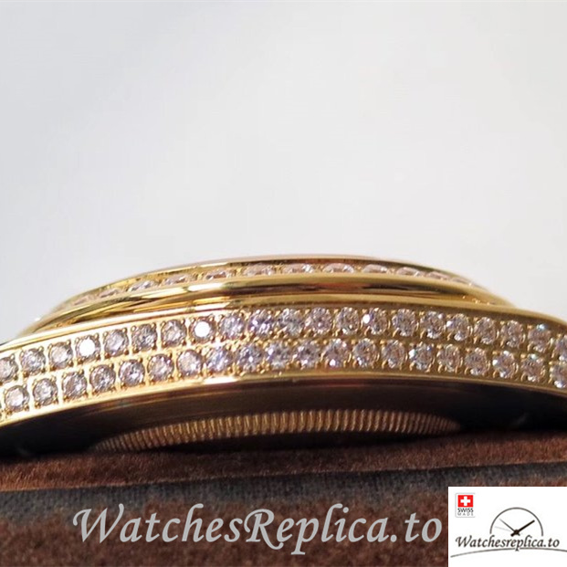 Swiss Rolex Day Date Replica Yellow Gold strap 40MM - WatchesReplica.is