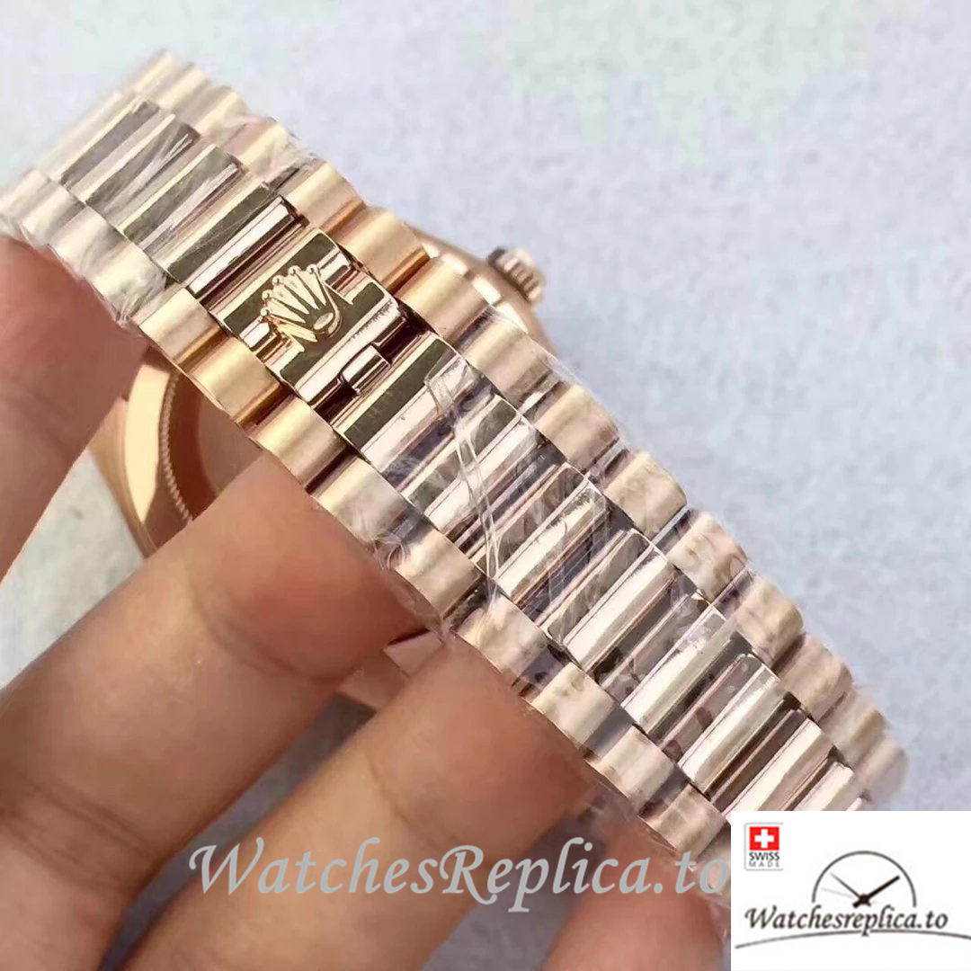 Swiss Rolex Day-Date Replica 228345 Rose Gold strap 40MM - WatchesReplica.is