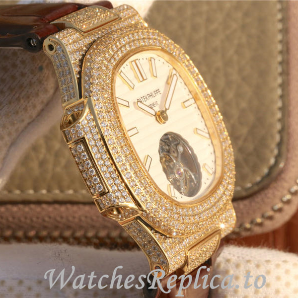 Patek Philippe Replica Nautilus Leather strap 40MM - WatchesReplica.is