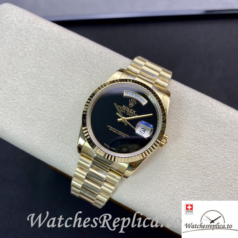 Swiss Rolex Datejust Replica Yellow Gold strap 36MM - WatchesReplica.is