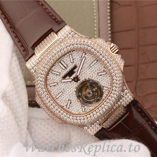 Patek Philippe Replica Nautilus Leather strap 40MM - WatchesReplica.is