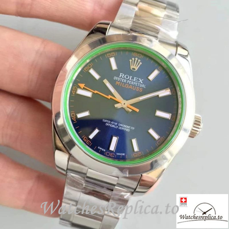 Swiss Rolex Milgauss Replica 116400GV 001 Silver Bezel 40MM - WatchesReplica.is