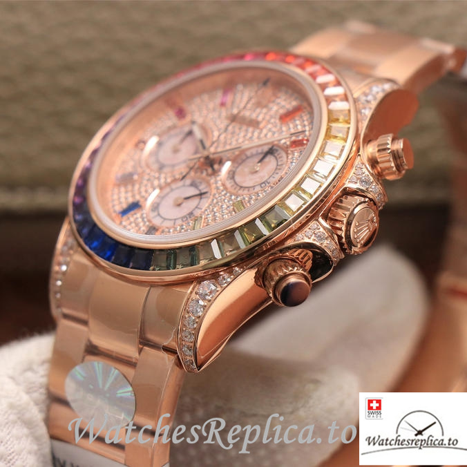 Swiss Rolex Daytona Replica 116595RBOW Rose Gold strap 40MM - WatchesReplica.is