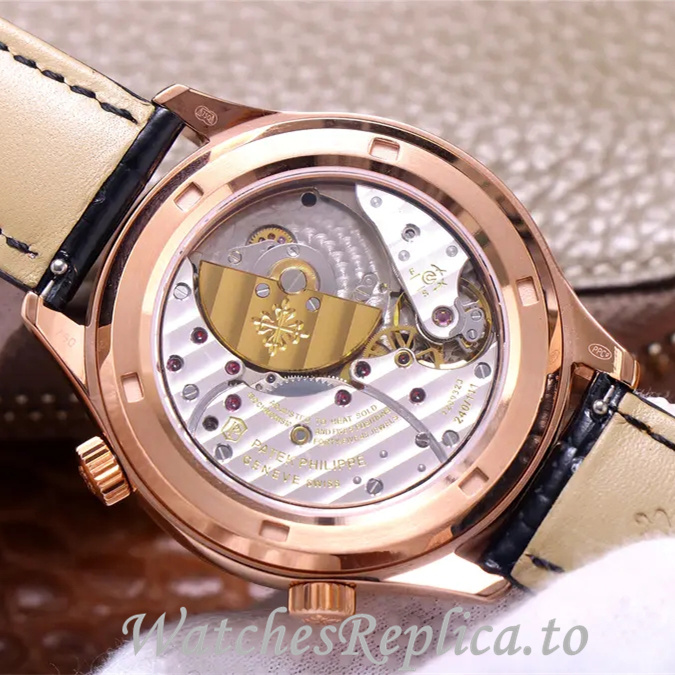 Patek Philippe Replica Complications Leather strap 42MM - WatchesReplica.is