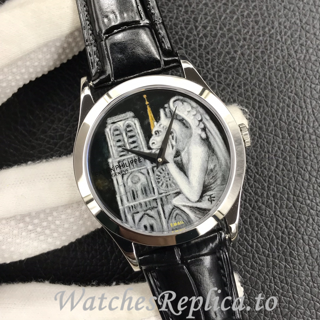 Patek Philippe Replica 5077P Leather strap 38.6MM - WatchesReplica.is