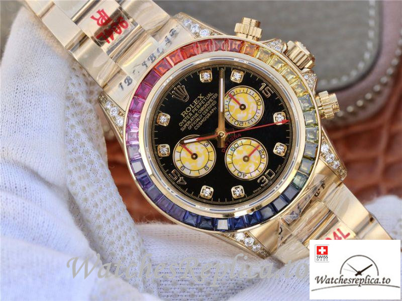 Swiss Rolex Daytona Cosmograph Replica 116598RBOW Gold Strap 40MM - WatchesReplica.is