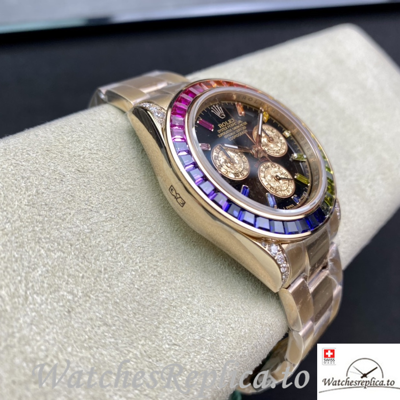 Swiss Rolex Daytona 116598RBOW Replica Rose Gold strap 40MM - WatchesReplica.is