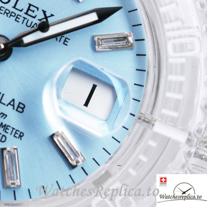 Swiss Rolex Submariner Replica Rubber strap 40MM PHANTOMLAB&ROLEX Baby blue Dial - WatchesReplica.is