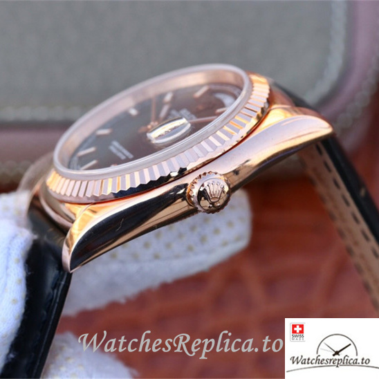 Swiss Rolex Day-Date Replica 118135 Leather strap 36MM - WatchesReplica.is