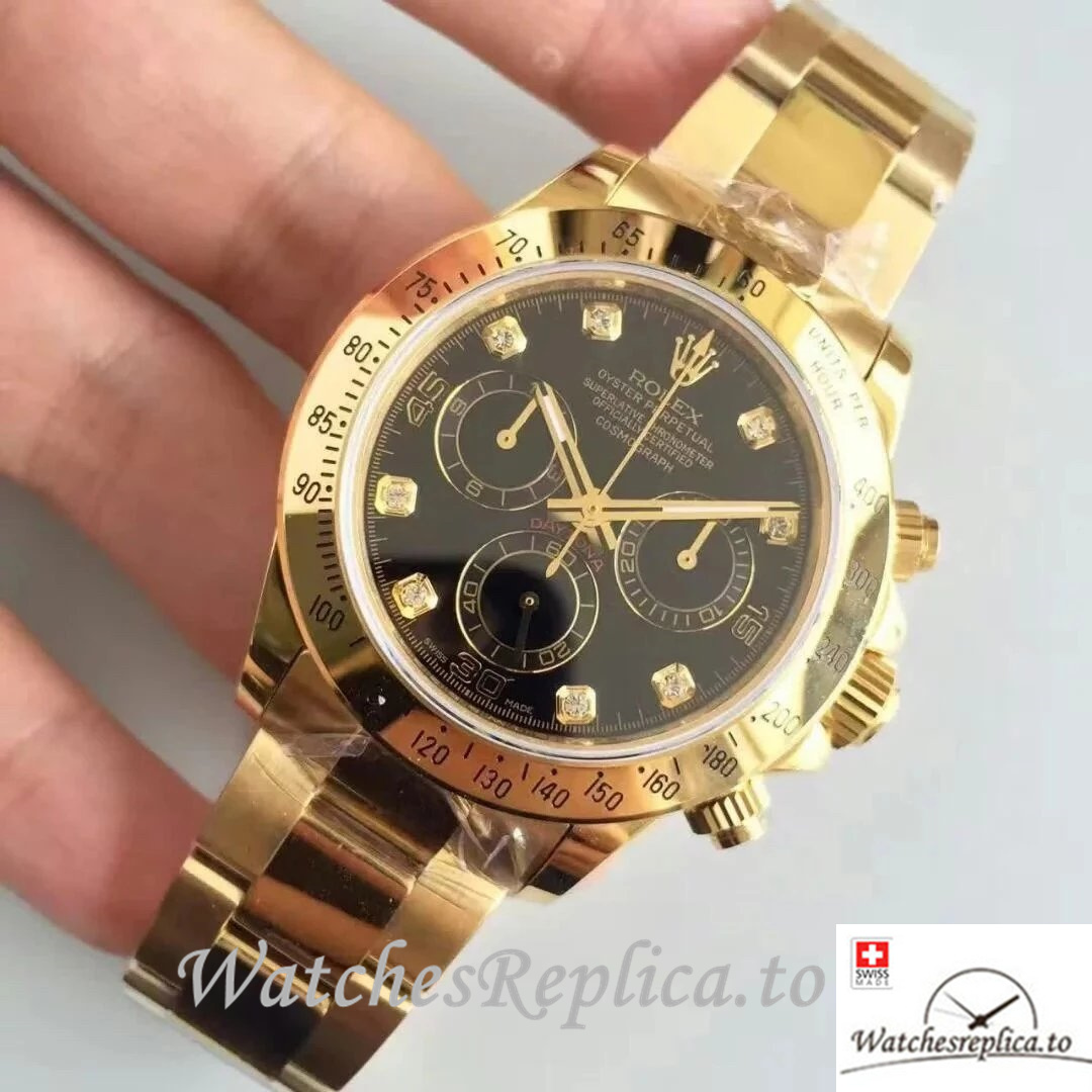 Swiss Rolex Daytona Replica 116508 Yellow Gold strap 40MM - WatchesReplica.is