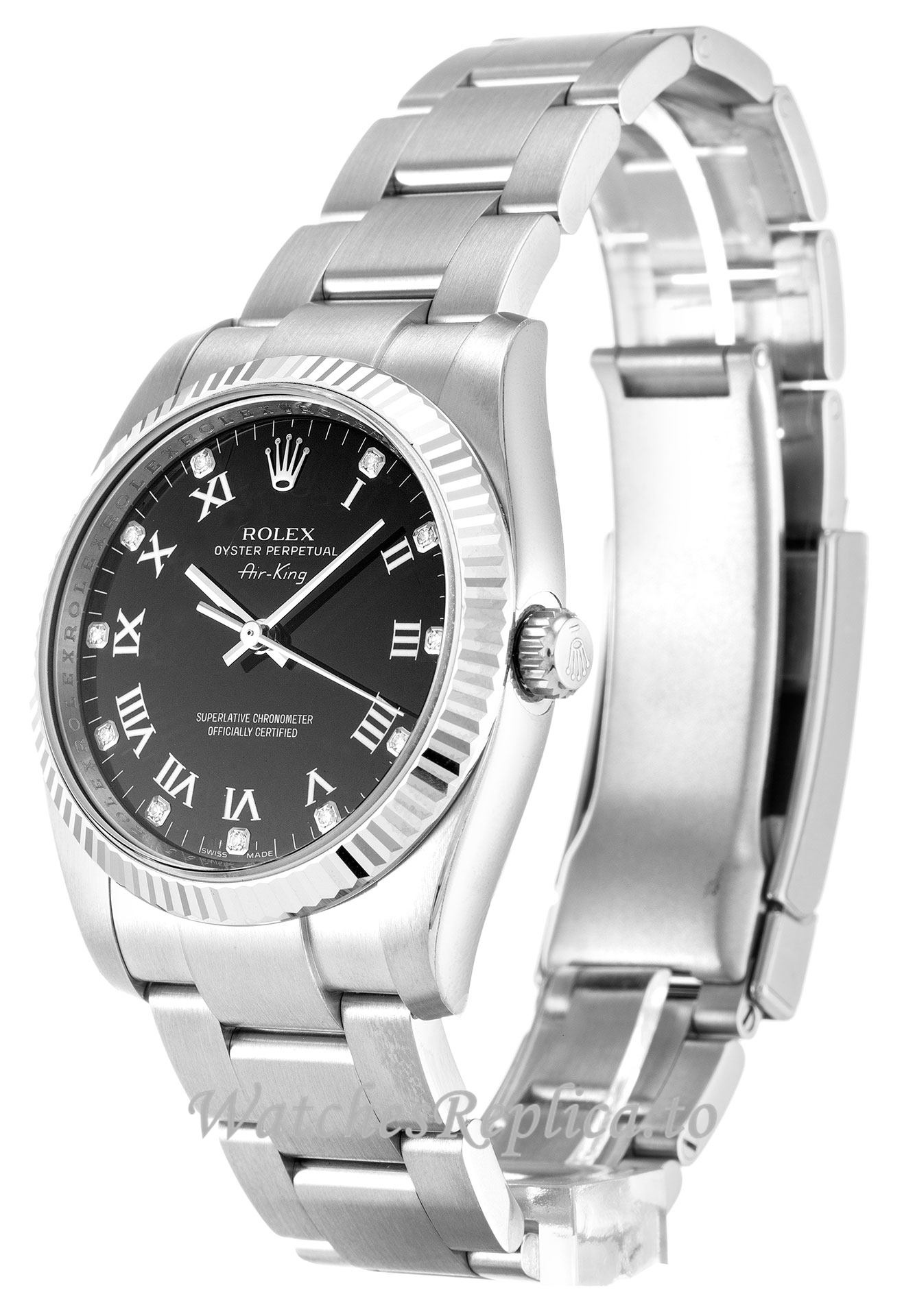 Rolex Air-King Black Diamond Dial 114234-34 MM - WatchesReplica.is
