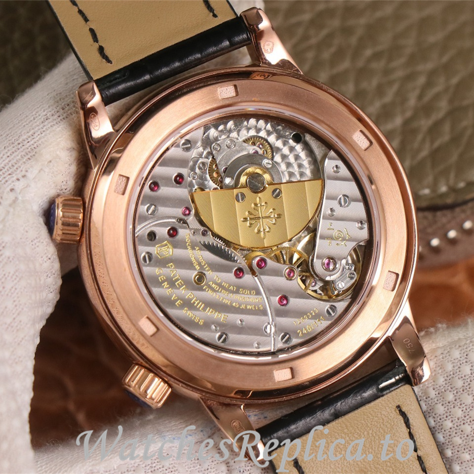 Patek Philippe Replica Complications 6104 Leather strap 44MM - WatchesReplica.is