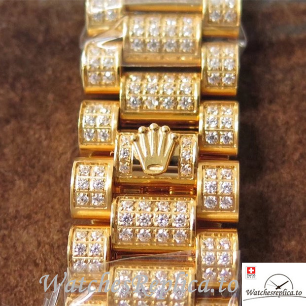 Swiss Rolex Day Date Replica Yellow Gold strap 40MM - WatchesReplica.is