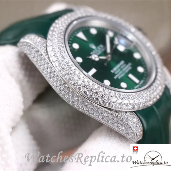 Swiss Rolex Submariner Replica Leather strap 40MM - WatchesReplica.is