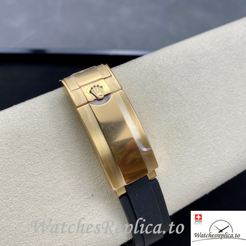 Swiss Rolex Yacht Master Replica Rubber strap 42MM Yellow Gold Case - WatchesReplica.is