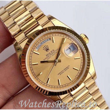 Swiss Rolex Day Date Replica 128238 Yellow Gold strap 36MM - WatchesReplica.is