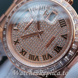 Swiss Rolex Day Date Replica 218399 Rose Gold strap 41MM - WatchesReplica.is